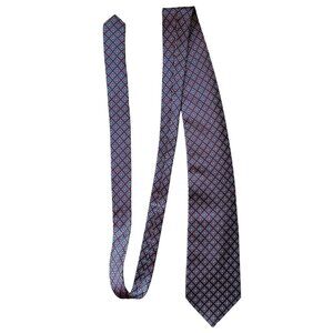 Handmade Italian Silk Tie With Geometric Pattern 3.5" Wide 59" Long Elegant Acce